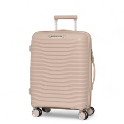 Малък куфар за ръчен багаж с четири колелца 55/40/20 бежов