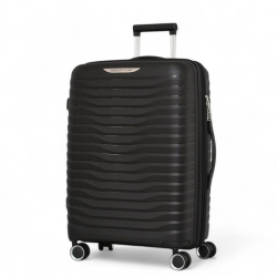Среден куфар за ръчен багаж с четири колелца 66/45/26 черен
