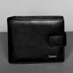 Мъжки портфейл от естествена кожа със закопчаване, отделения за карти черен