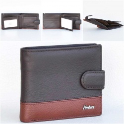 Мъжки портфейл от естествена кожа с допълнителна страница за карти и документи, кафяв