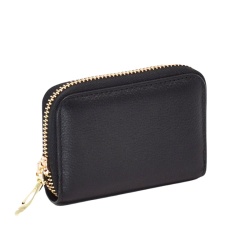 Картодържач от естествена кожа с цип черен