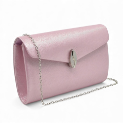 Клъч официална дамска чанта с ефектна катарама сребърен обков топ модел розова