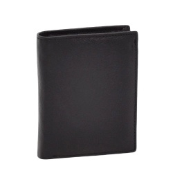 Мъжки портфейл от естествена кожа без закопчаване вертикален черен