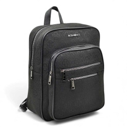 Дамска раница от здрав плат с много джобове спортно-елегантен модел черна