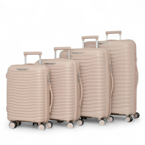 Комплект куфари с 4 колелца и разширителен цип олекотен модел бежов