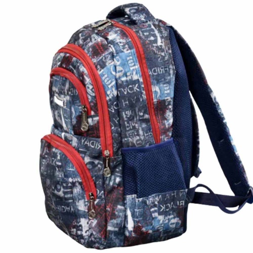 Ученическа раница, евтина, с много външни джобчета, ефектен десен, ПОДАРЪК несесер