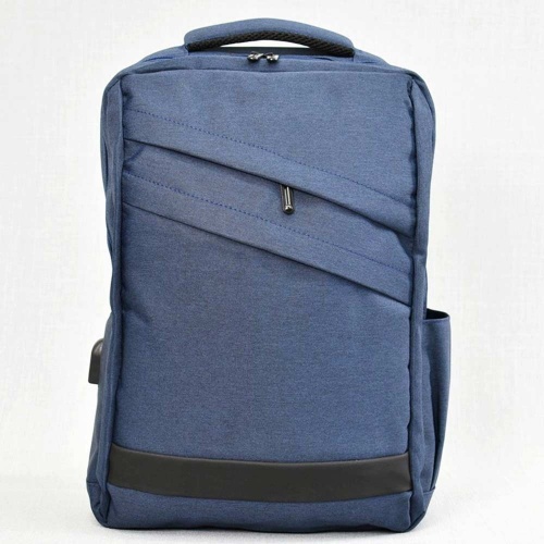 Раница за лаптоп и документи с изход и USB кабел, 42/28/12 см, синя