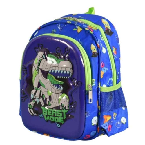 Детска раница за градина с релефна картинка Динозавър, синя