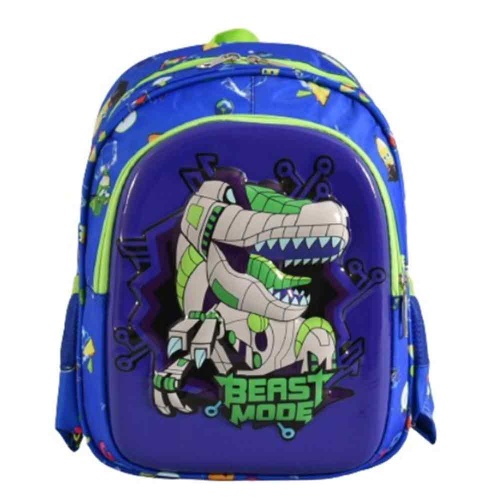 Детска раница за градина с релефна картинка Динозавър, синя