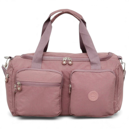 Пътна чанта 42/22/18 см с четири външни джоба практичен модел розова