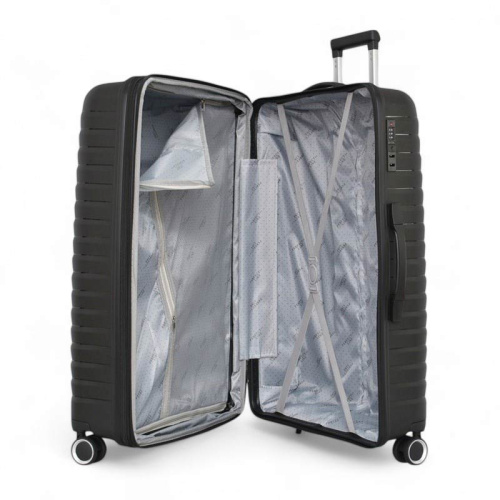 Голям куфар за ръчен багаж с четири колелца 76/50/30 черен