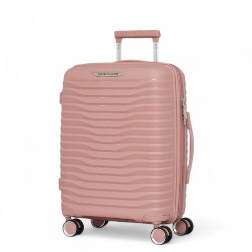 Малък куфар за ръчен багаж с четири колелца 55/40/20 розов
