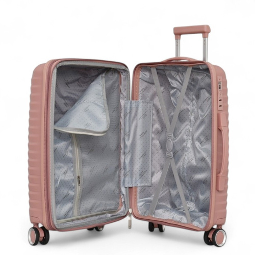 Малък куфар за ръчен багаж с четири колелца 55/40/20 розов