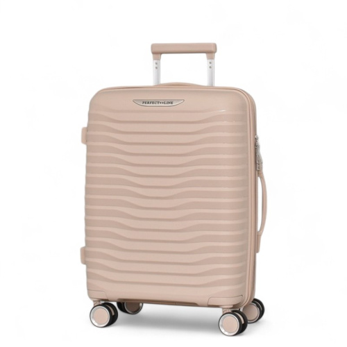 Малък куфар за ръчен багаж с четири колелца 55/40/20 бежов