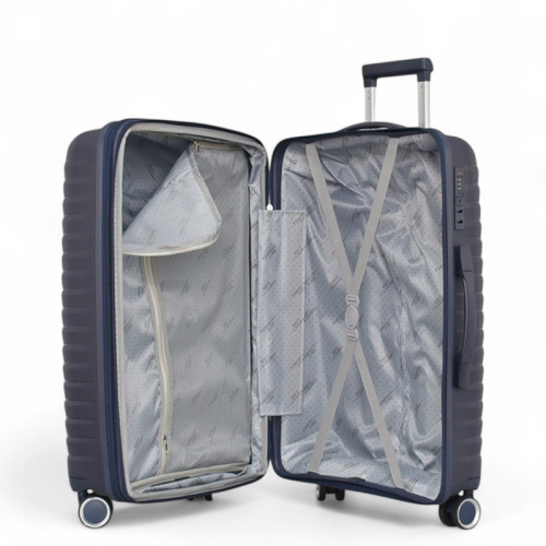 Среден куфар за ръчен багаж с четири колелца 66/45/26 син