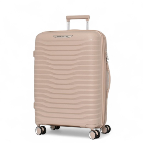 Среден куфар за ръчен багаж с четири колелца 66/45/26 бежов