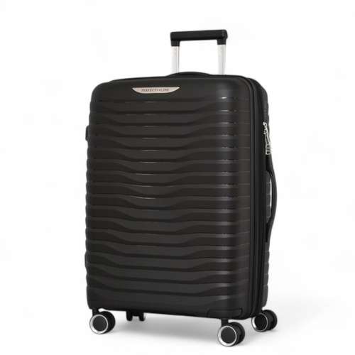 Среден куфар за ръчен багаж с четири колелца 66/45/26 черен