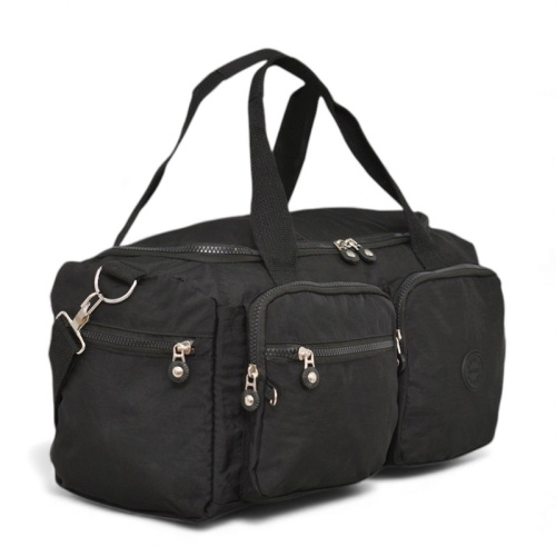 Пътна чанта 42/22/18 см с четири външни джоба практичен модел черна