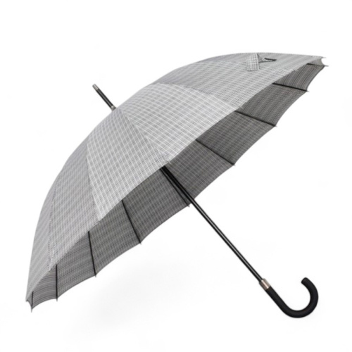 Голям чадър 16 ребра бързосъхнеща материя топ модел сиво каре