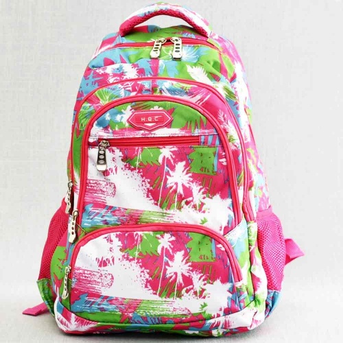 Ученическа раница за момиче с много отделения, стилен практичен дизайн, красив десен