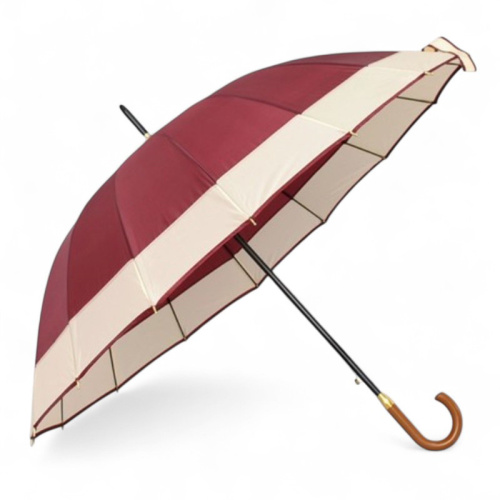 Дамски чадър 16 ребра несгъваем изчистен модел вишна