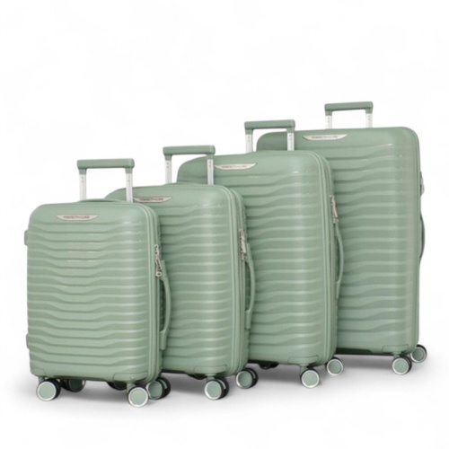 Комплект куфари с 4 колелца и разширителен цип олекотен модел зелен