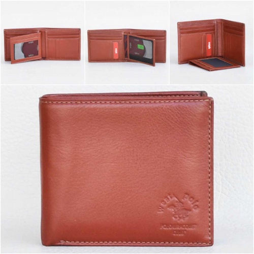 Мъжки портфейл от естествена кожа с вадещ се калъф за документи, светло кафяв