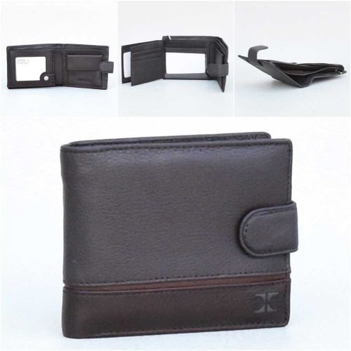 Мъжки портфейл от естествена кожа с много отделения за карти, цвят-кафе