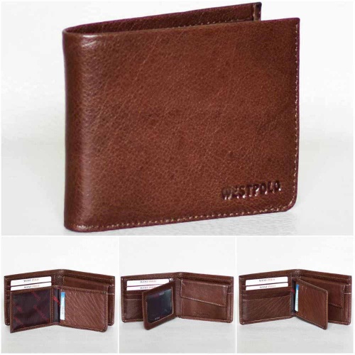 Мъжки портфейл от естествена кожа 2 в 1, с вадещ се органайзер за документи, кафяв