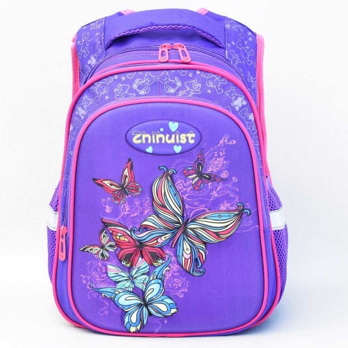 Раница за детска градина 3Д за момиче с пеперуди лилава