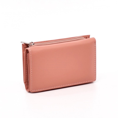Дамско портмоне от естествена кожа с магнитно закопчаване пудра