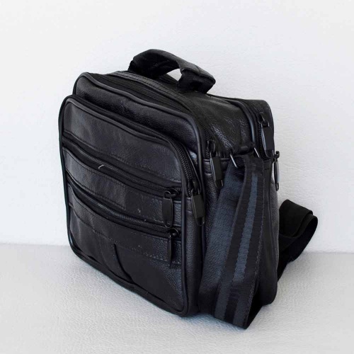 Мъжка чанта от естествена кожа всекидневна с много джобове с дълга дръжка