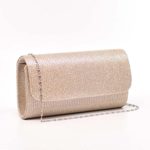 Клъч официална дамска чанта с ламе българска златна