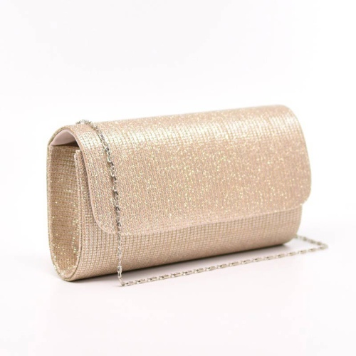 Клъч официална дамска чанта с ламе българска златна