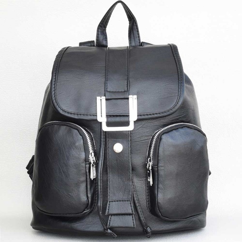 Дамска раница от еко кожа с капак и два удобни предни джоба