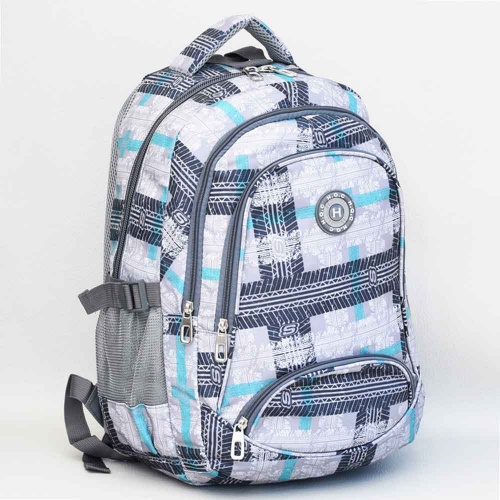 Ученическа раница за тийнейджъри с много отделения, стилен практичен дизайн, светъл десен