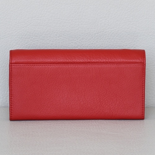 Кожено дамско портмоне от естествена кожа с вътрешен монетник, червено голямо