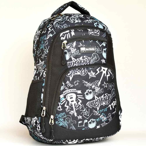 Ученическа раница Rock Star , евтина, непромокаема, с много външни джобчета, ПОДАРЪК несесер