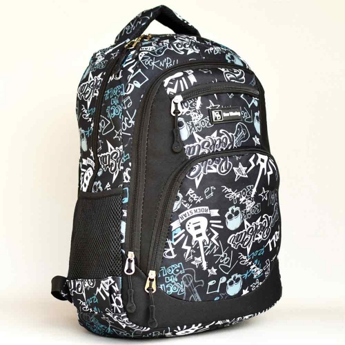 Ученическа раница Rock Star , евтина, непромокаема, с много външни джобчета, ПОДАРЪК несесер