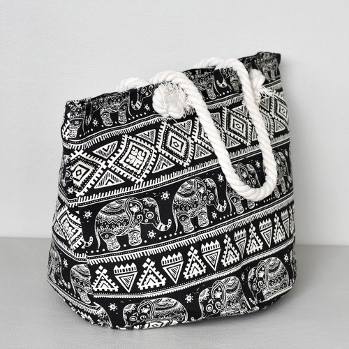 Много голяма плажна чанта с цип текстилна етно мотиви ЛЯТО 2018