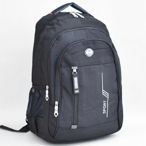 Ученическа раница евтина, платнена, с две големи отделения с цип, черна