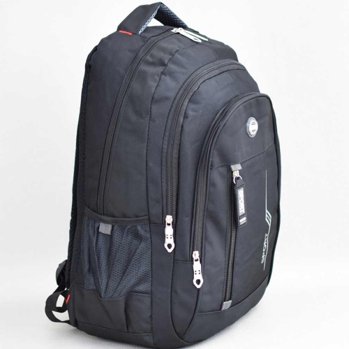 Ученическа раница евтина, платнена, с две големи отделения с цип, черна