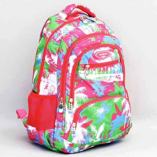 Ученическа раница за момиче с много отделения, стилен практичен дизайн, красив десен