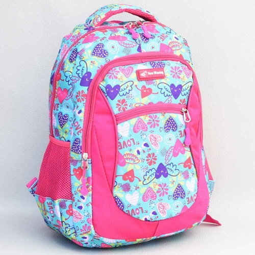 Ученическа раница за момиче с много отделения и външни джобове, непромокаема, ефектен десен