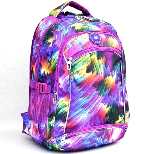 Ученическа раница, ортопедична, с много отделения, ефектен лилав десен