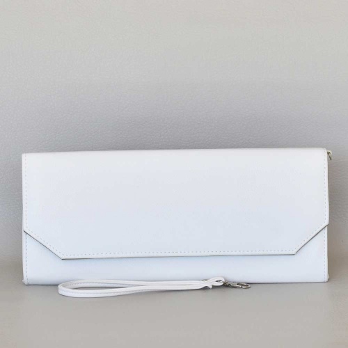 Клъч-официална бална чанта от еко кожа българска бяла