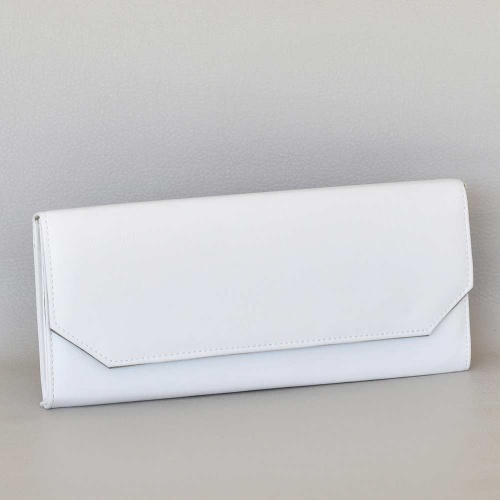 Клъч-официална бална чанта от еко кожа българска бяла