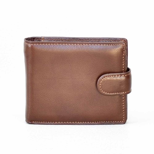 Мъжки портфейл от естествена кожа с допълнителна страница за карти, кафяв 1208-1