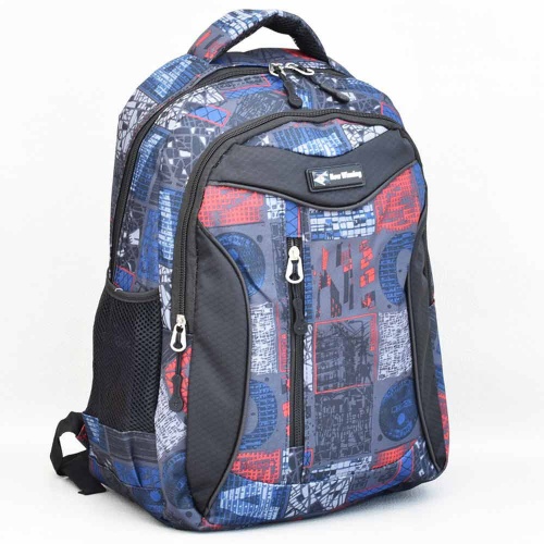 Ученическа раница за момче, непромокаема, функционална и удобна, тъмен десен