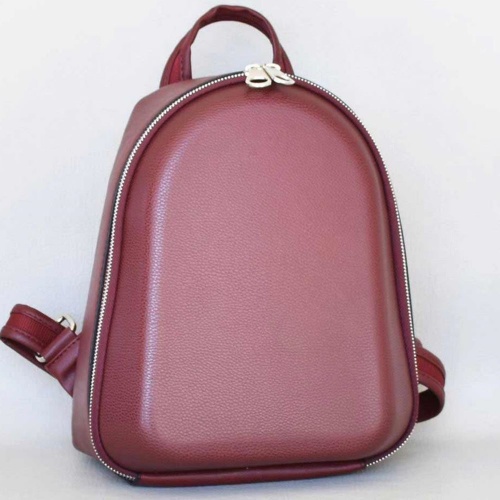 Дамска раница от еко кожа твърда с изчистен дизайн, бордо
